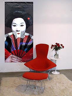 large wall art featuring geisha