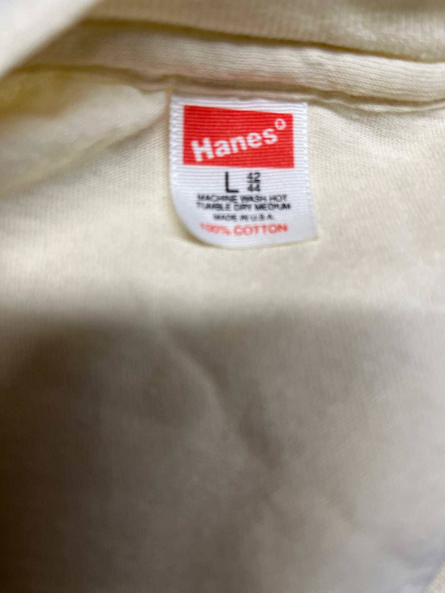 Vintage Hanes Large Undershirt Yellow USA Blank 100 Cotton T-shirt